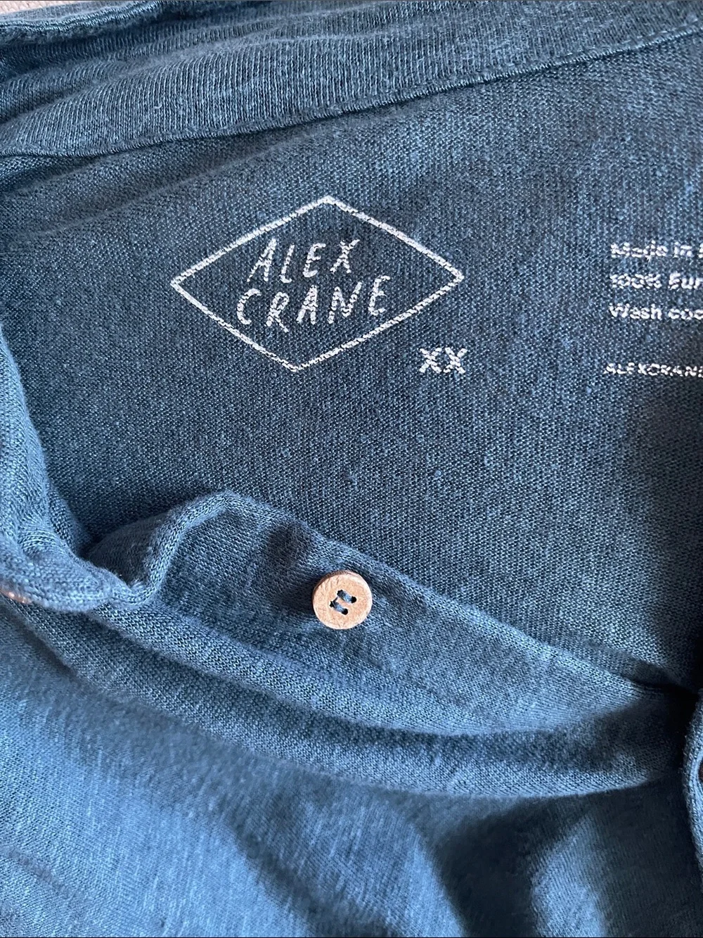 Alex Crane LINEN Knit Ola Button-Down Shirt in Teal Green XL